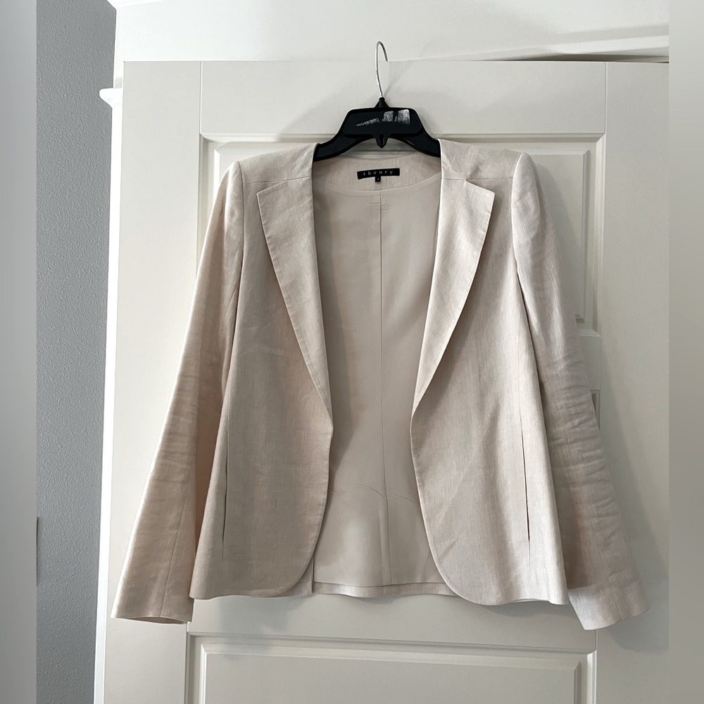 Theory ivory linen blazer